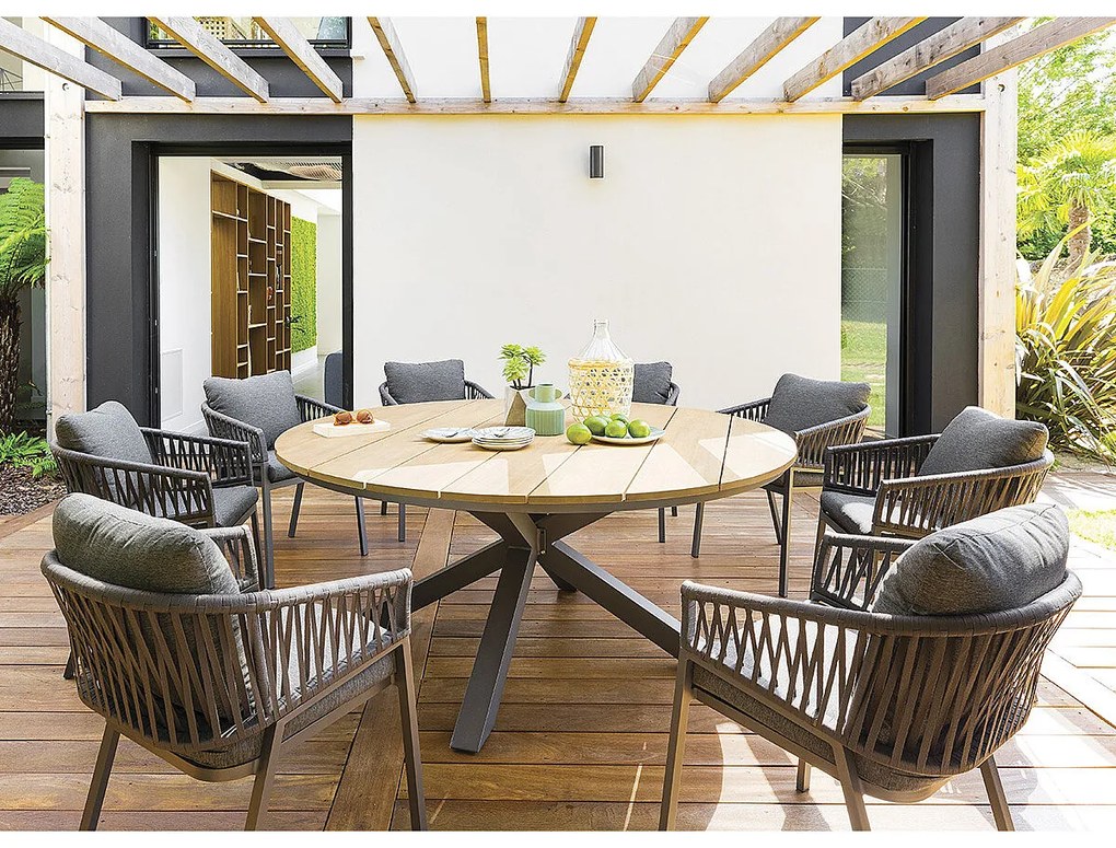 Hliníková jedálenská zostava COLUMBIA 1+8 (antracit)