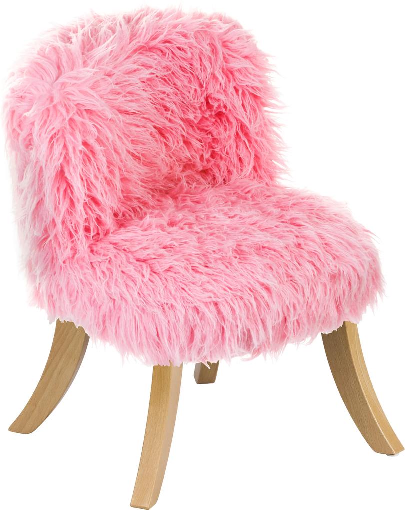 ArtSB Kresielko Pink Furry Prevedenie: Kreslo s hnedými 25 cm nohami