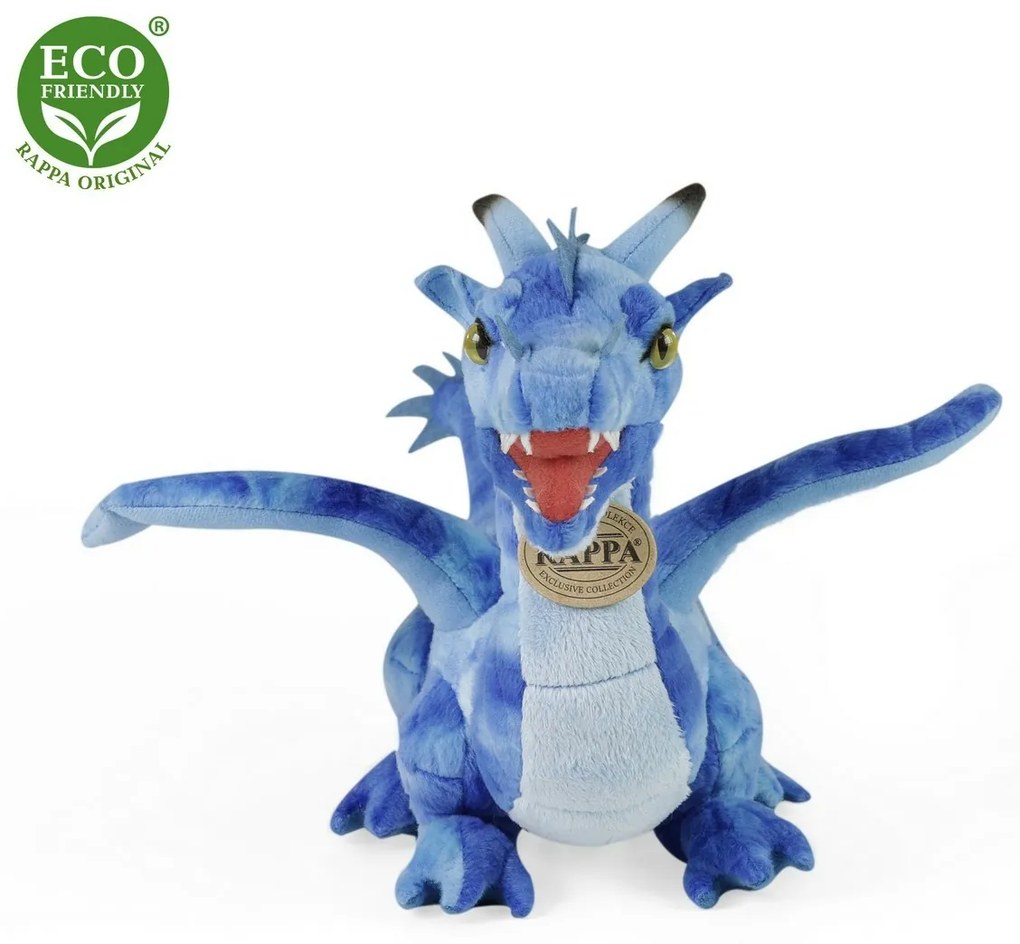 Rappa Plyšový drak modrý, 40 cm ECO-FRIENDLY