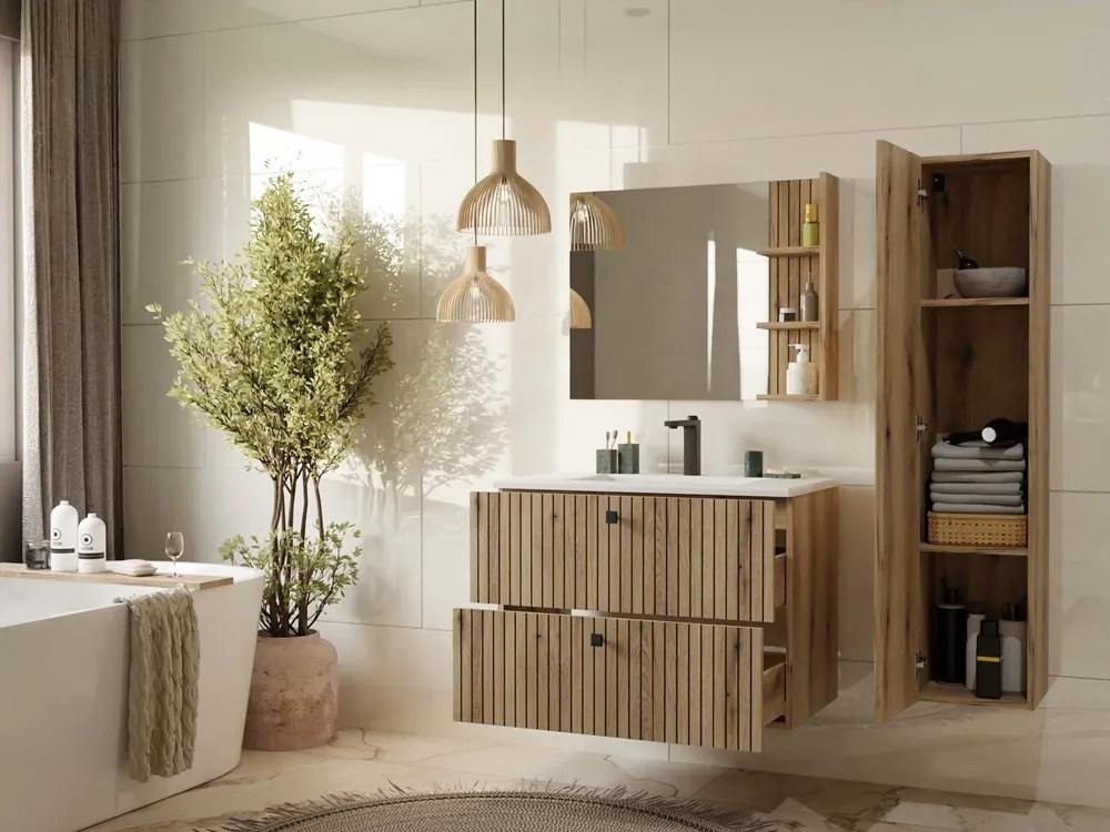 Závesná skrinka s umývadlom TIGO 2S 80 cm dub evoke