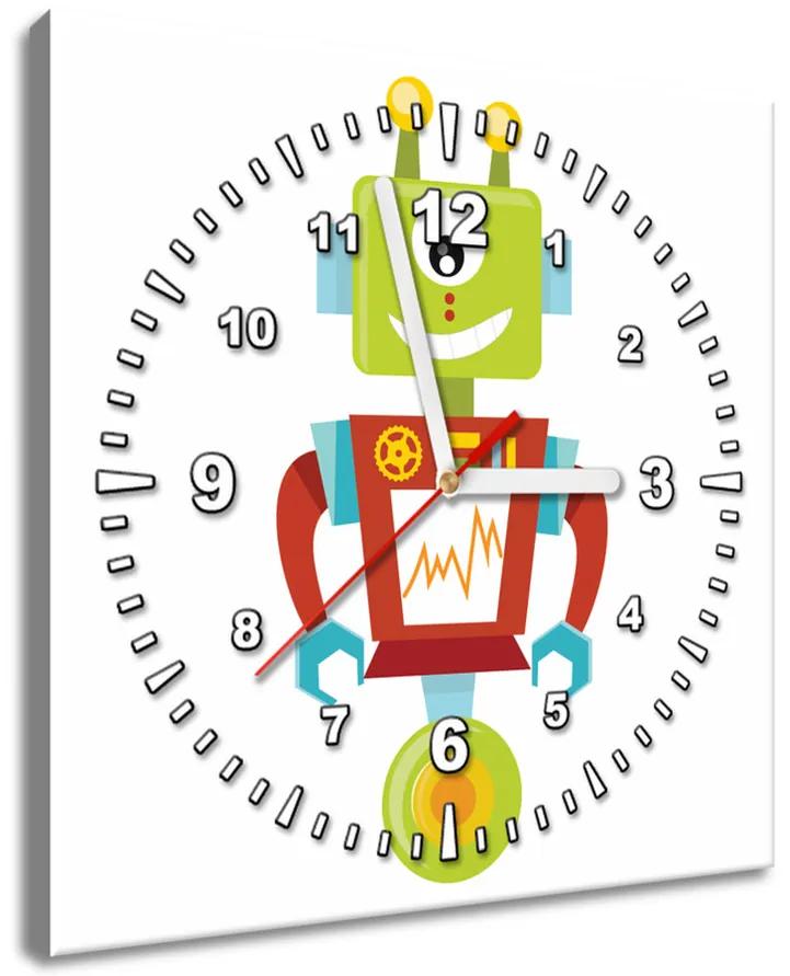 Gario Obraz s hodinami Robot na koliesku Veľkosť: 30 x 30 cm