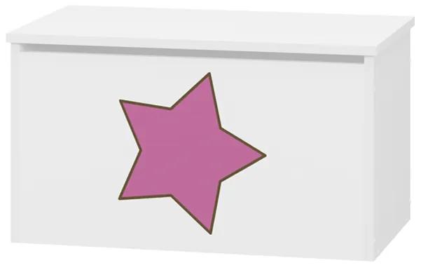 Raj posteli Box na hračky - gravírovaná ružová hviezdička čerešňa