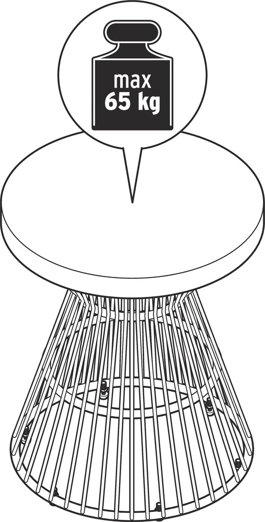 Odkladací stolík s polycementovou stolovou doskou a textilným výpletom