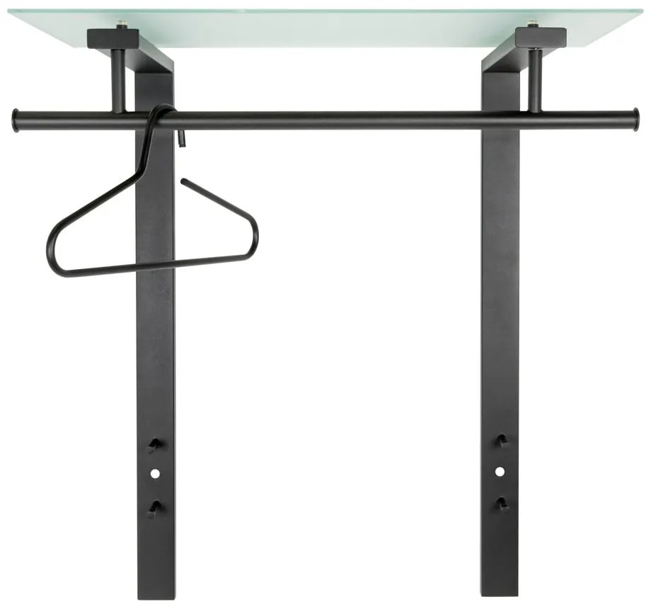 Čierny kovový nástenný vešiak s poličkou 80 cm Dutch – Spinder Design