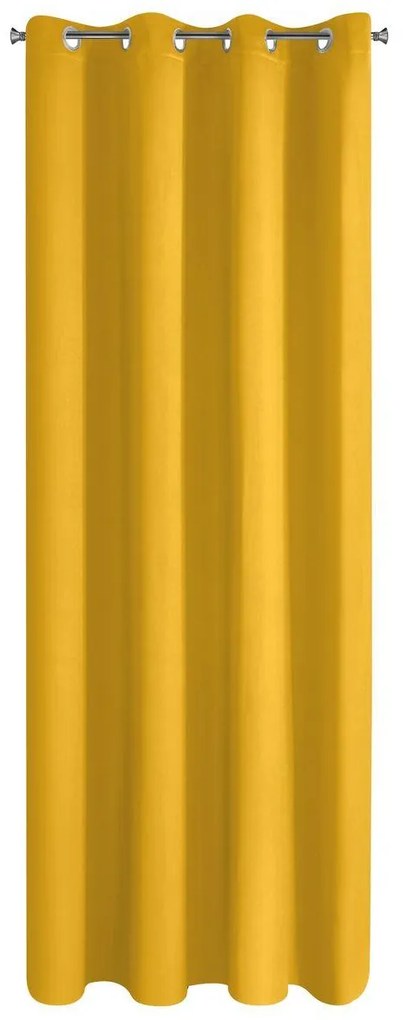 Horčicový zatemňovací záves na krúžkoch PARISA 135x250 cm