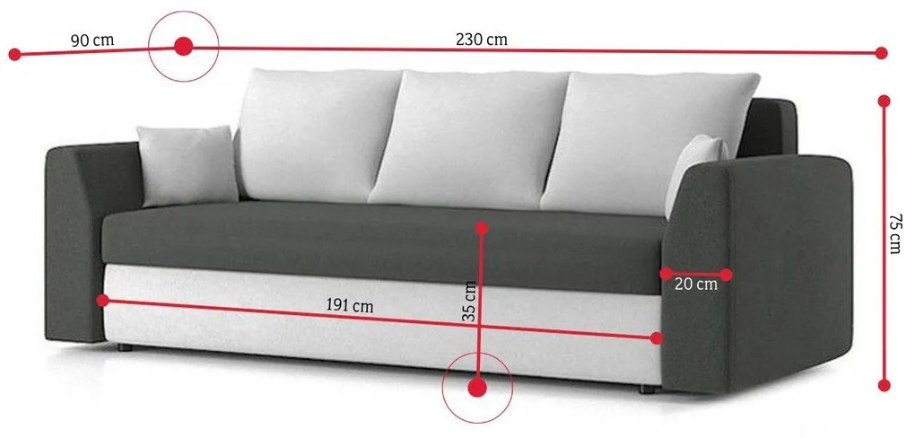 Rozkladacia pohovka GRACE 2,230x75x90,haiti 14/haiti 17
