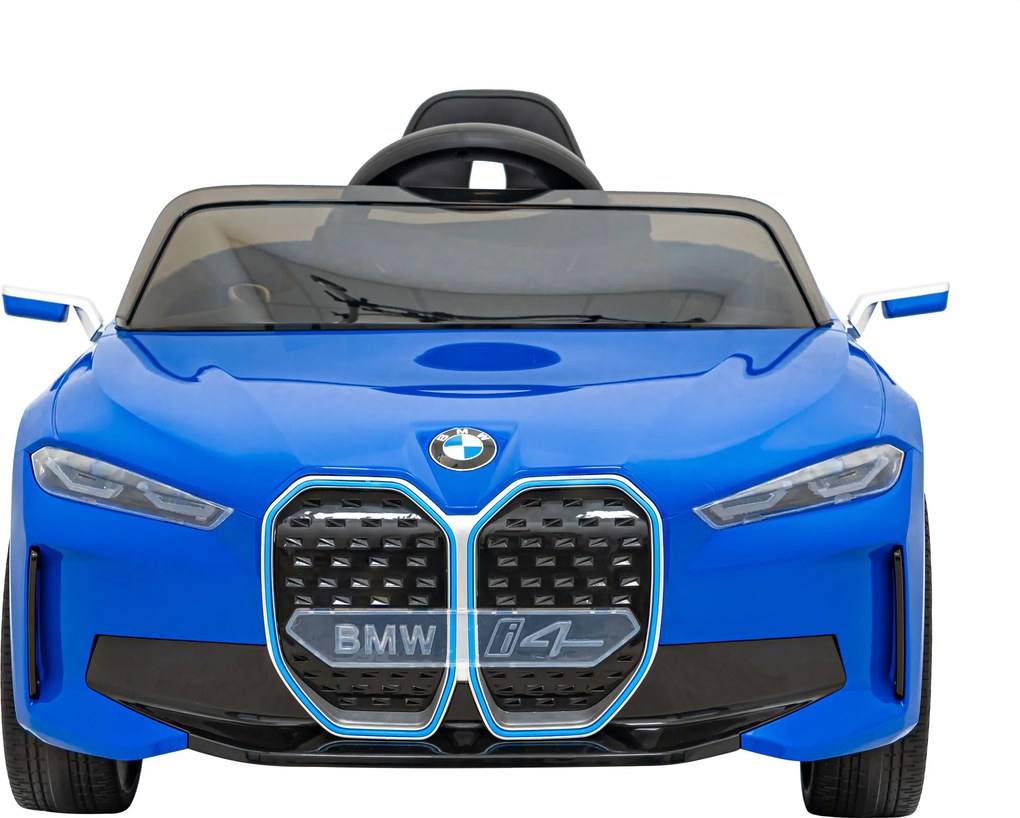 Ramiz Elektrické autíčko BMW i4 pre deti modré + diaľkové ovládanie + EVA + ekokoža + LED audio + pomalý štart