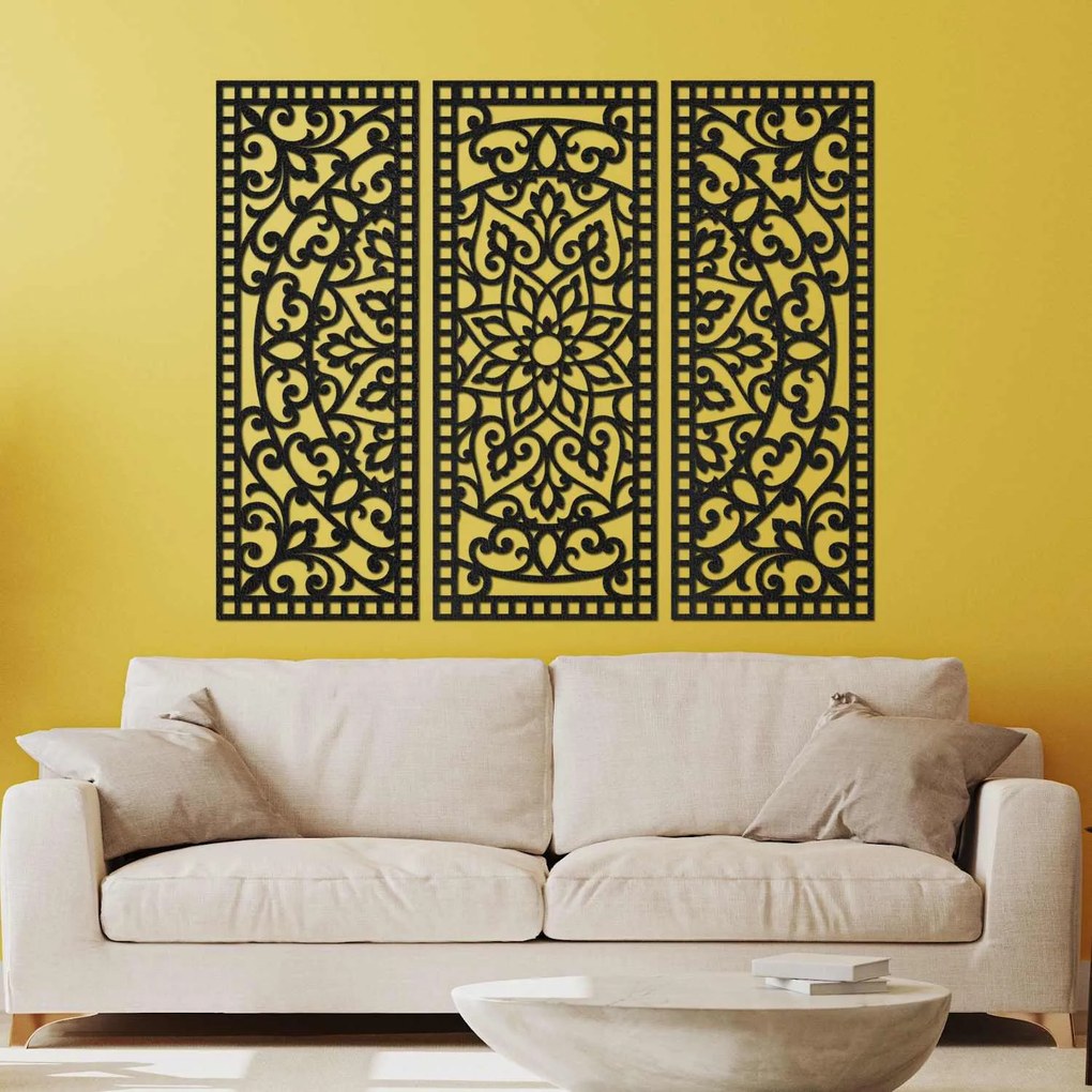 Drevená viacdielna dekorácia na stenu mandala | ORNATA: HDF - Javor 60 x 45 cm 4545-101175 HDF0514-A
