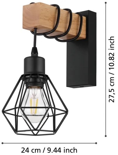 Eglo 44078 - Nástenné svietidlo TOWNSHEND 1xE27/60W/230V