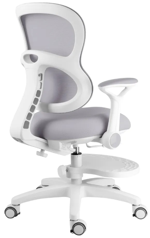 Detská rastúca stolička Neoseat JUNI 006 — látka, prateľný poťah, sivá