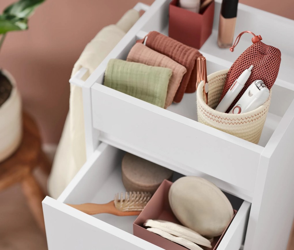 2 úložné košíky, kombinácia krémovobielej a hrdzavej