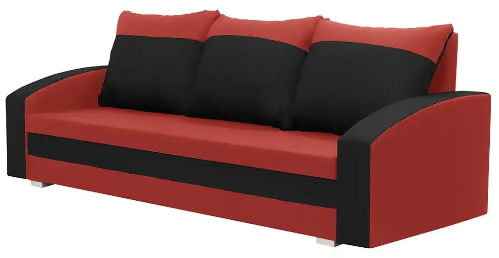 Pohovka 3-miestna s funkciou spania JAN Červená/čierna