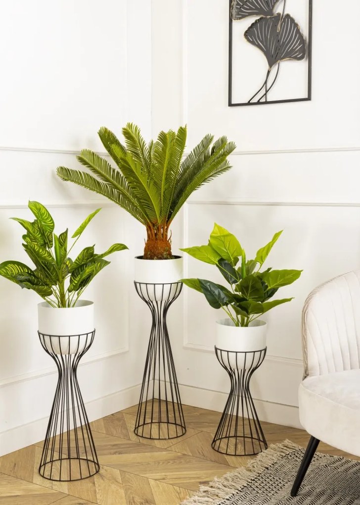 Kvetináč na stojane LOFT IV 46 cm čierny/biely