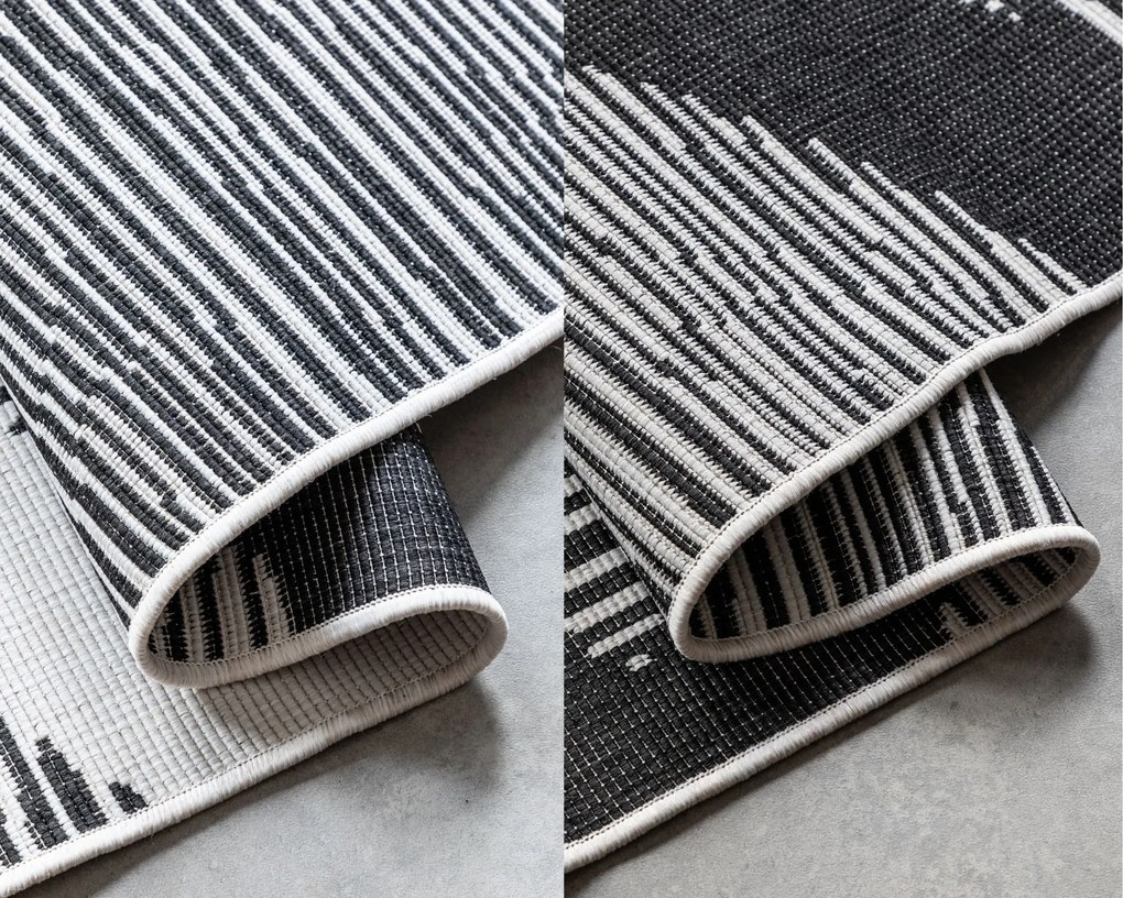 Kusový koberec Gemini 106014 Black z kolekcie Elle – na von aj na doma, 120x170, čiernobiela, chodba / predsieň, ELLE Decoration