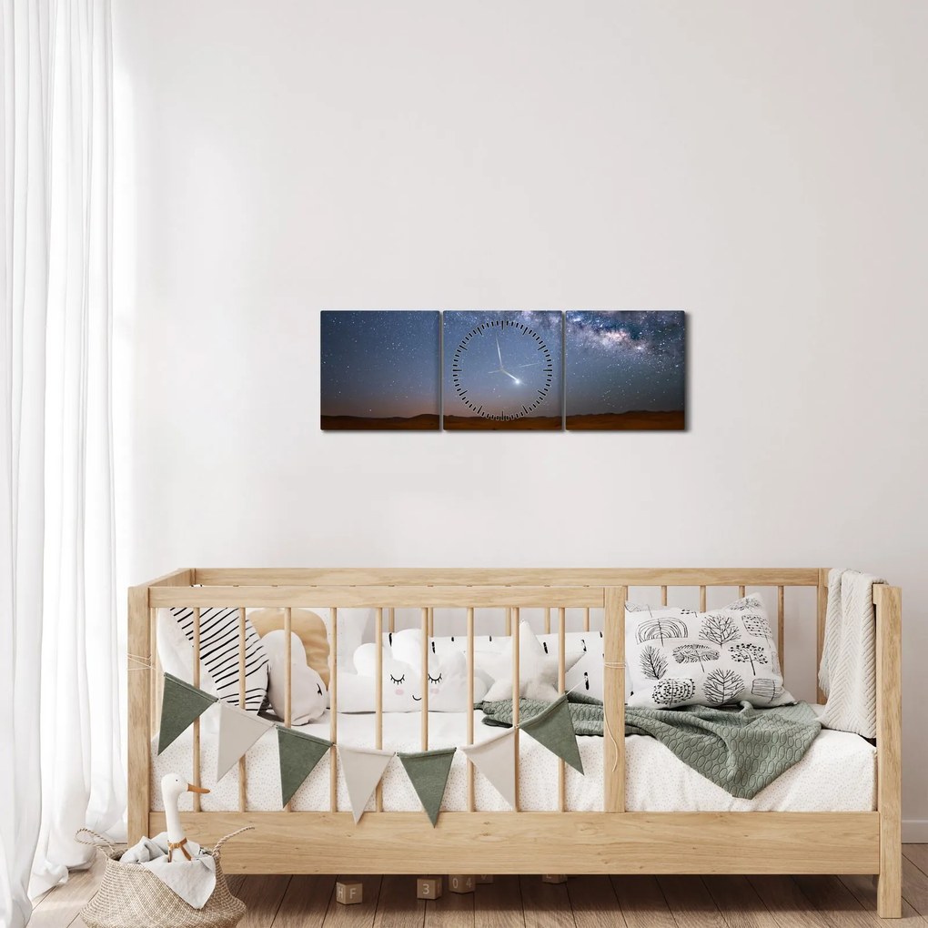 Obraz - Noc v púšti (s hodinami) (90x30 cm)