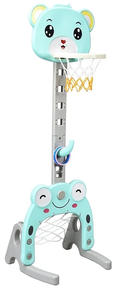 3 v 1 nastaviteľný basketbalový kôš s hádzaním krúžkov, modrý