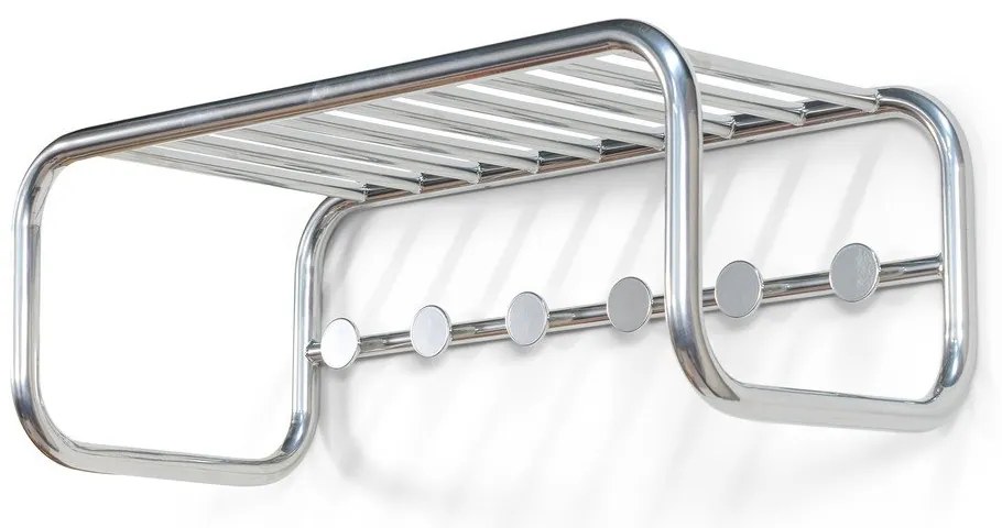 Kovový nástenný vešiak v striebornej farbe s poličkou Retro – Spinder Design