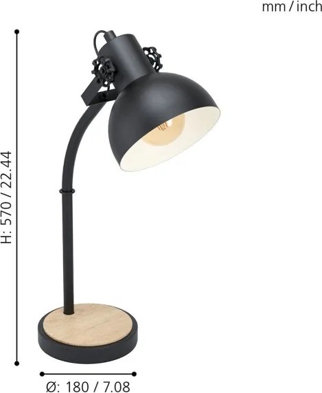 Eglo 43165 - Stolná lampa LUBENHAM 1xE27/28W/230V