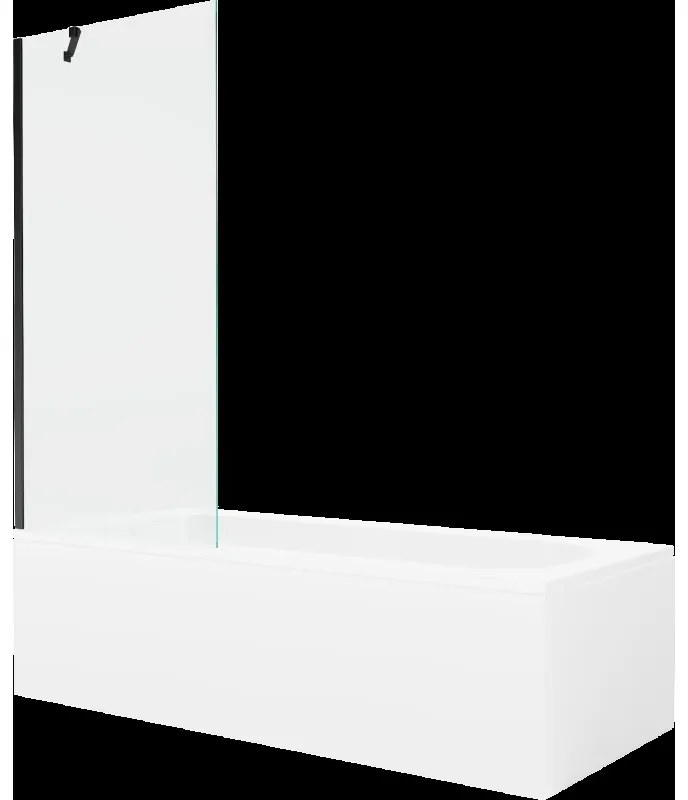 Mexen Vega obdĺžniková vaňa 180 x 80 cm s obkladom a 1-krídlovou sprchovou zástenou 80 cm, Transparentné, Čierna - 550118080X950