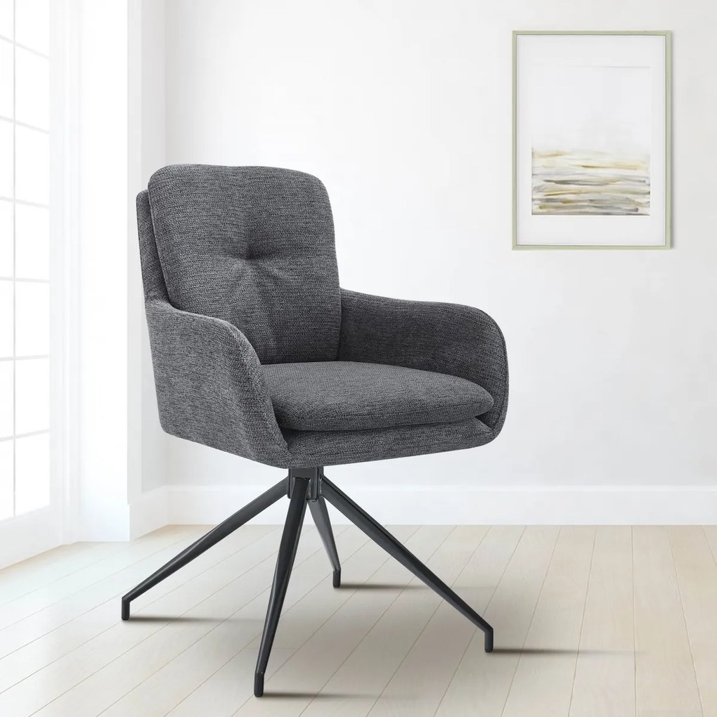 Jedálenská stolička Pickett - látka - tmavošedá