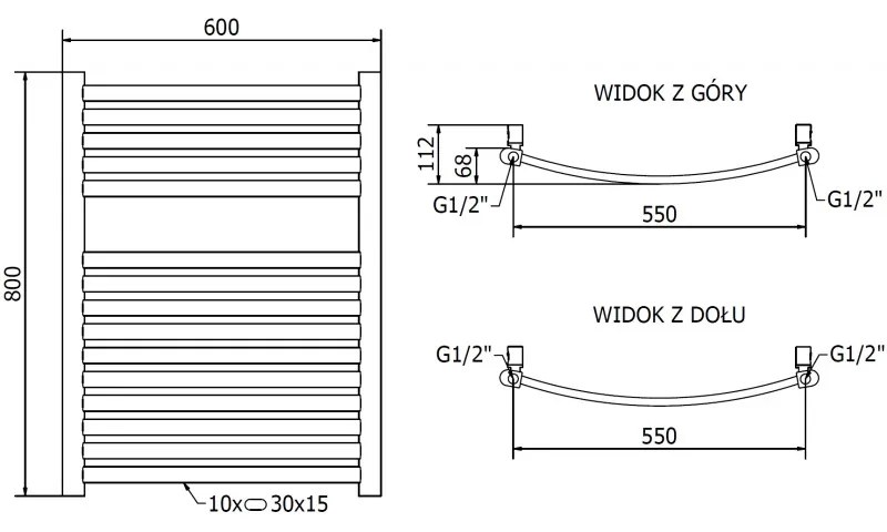 Mexen Helios, vykurovacie teleso 800x600 mm, 355 W, zlatá lesklá, W103-0800-600-00-50