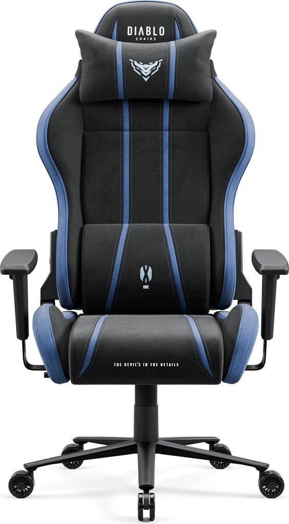 Herné kreslo z látkovým poťahom Normal Size, čierny-modrý: Diablo X-One 2.0 Night Blue