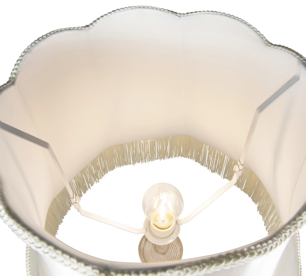 Stojaca lampa sivá s tienidlom Granny krémová - Classico