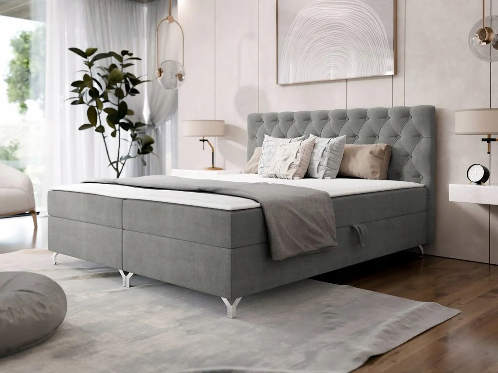 Manželská posteľ 140 cm Jenaks 2 (sivá) (rošt matrac)