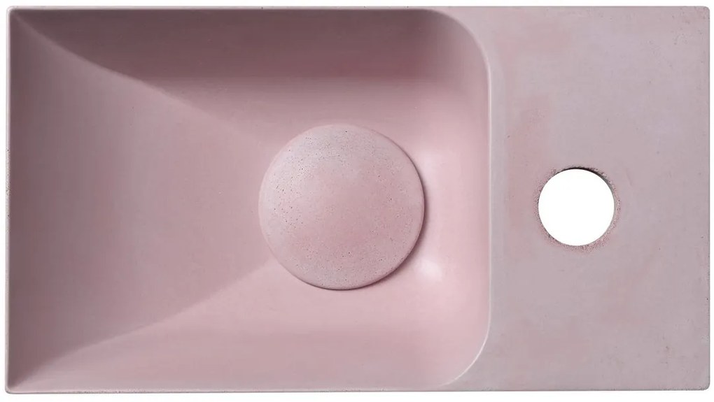 Sapho Sapho, PICCOLINO betónové umývadlo 30,8x17cm, batéria vpravo, ružová matná, PK30521