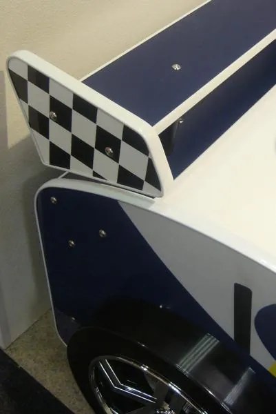 Detská pretekárska posteľ Energy 90x200 cm, modré auto s osvetlením