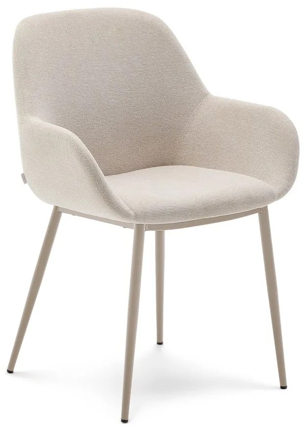 Krémovobiele čalúnené jedálenské kreslo Konna – Kave Home
