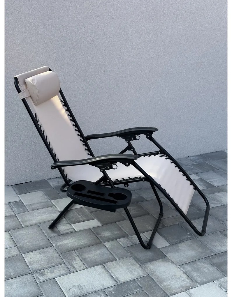 Záhradné a plážové relaxačné kreslo s podnožkou Regina, béžová