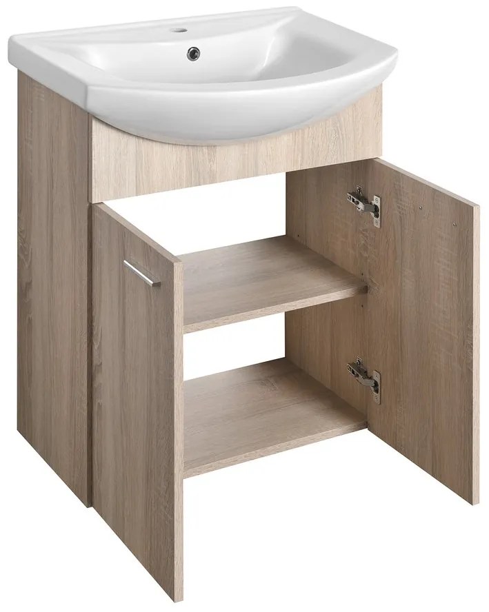 Aqualine Sapho, ZOJA umývadlová skrinka 61,5x74x32,5cm, dub platin, 2x dvierka, 51163