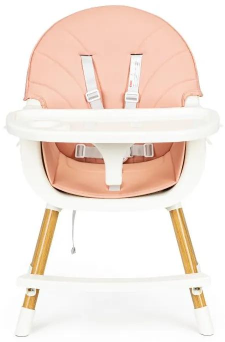 Detská ružová stolička na kŕmenie 2v1