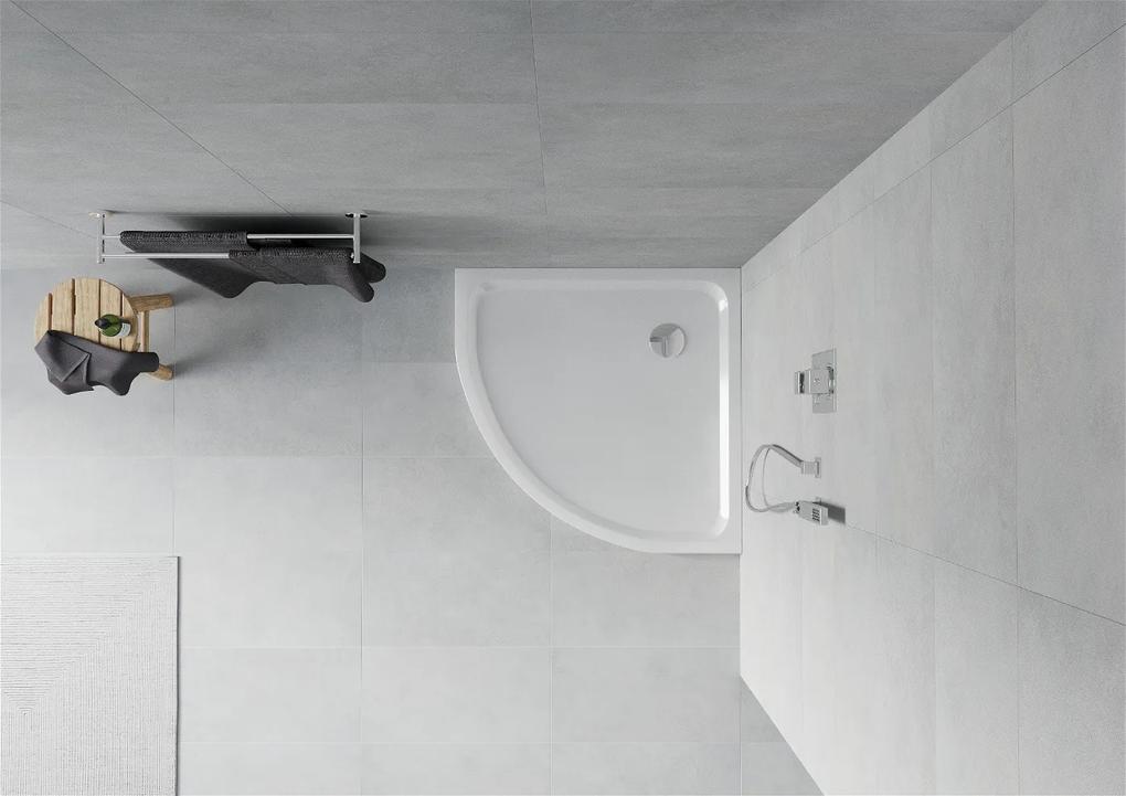 Mexen SLIM - Štvrťkruhová sprchová vanička 90x90x5cm + chrómový sifón, biela, 41109090