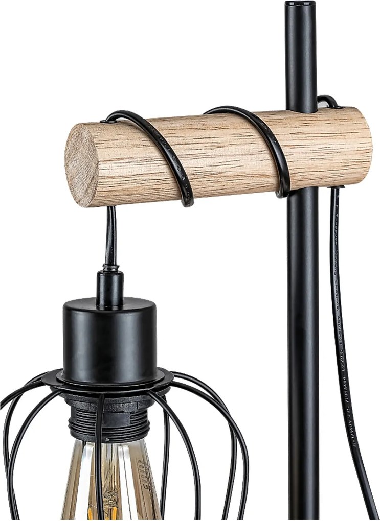 Rabalux FABIANO stolná lampa 1x40W | E27 - čierna, svetlé drevo
