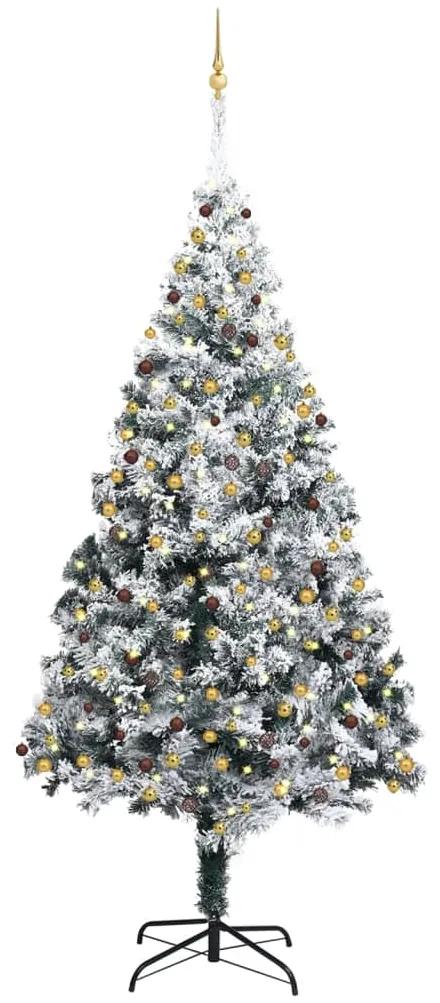 Umelý vianočný stromček LED, súprava gulí a sneh zelený 300 cm 3077794