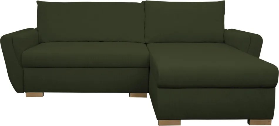 Rohová sedačka Helvetius, tmavo zelená látka
