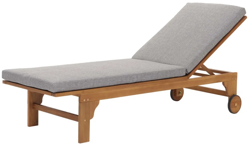 Lehátko HWC-N48, masívne akáciové drevo - sivý vankúš