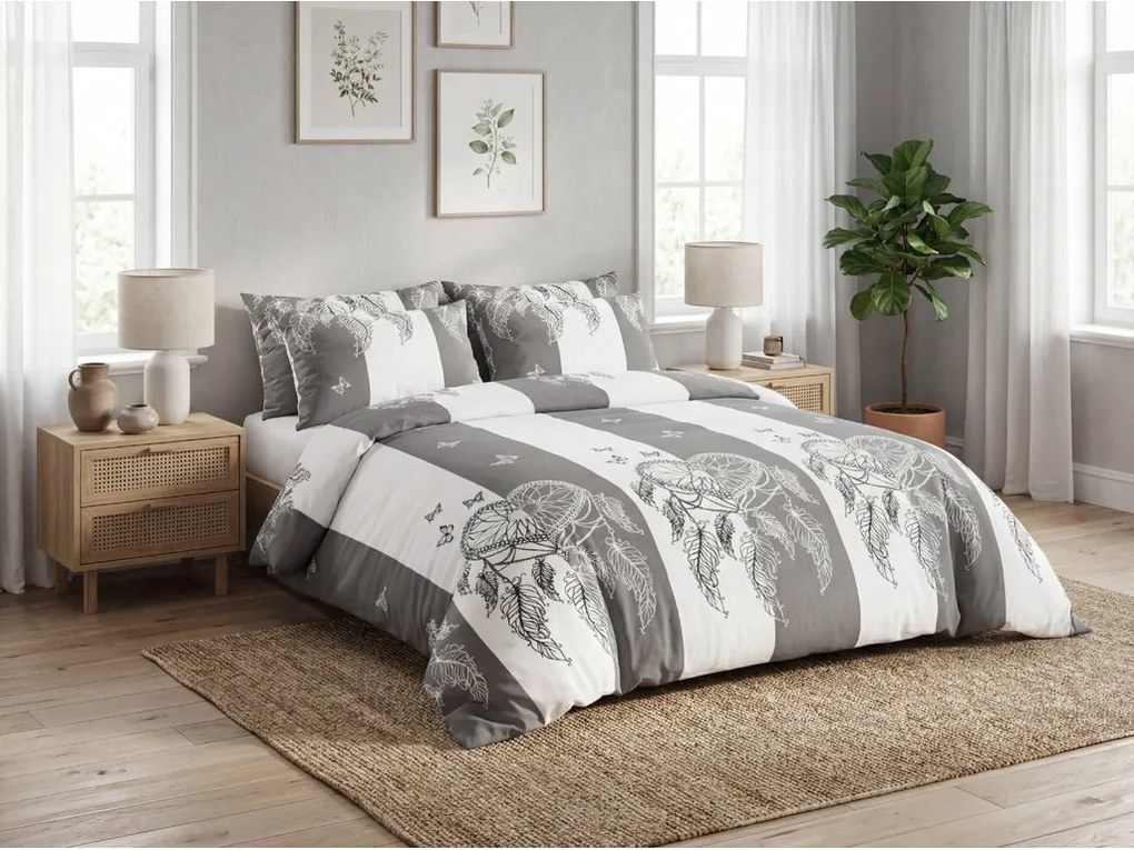 Obliečky z mikrovlákna TIRSO sivo-biele Rozmer obliečky: 2 ks 70 x 90 cm | 200 x 220 cm
