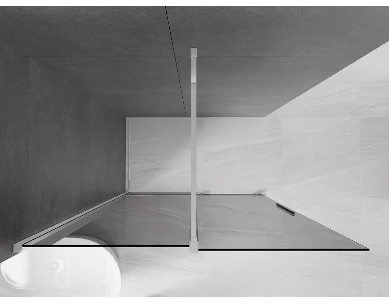 Mexen Velar, sprchová zástena s posuvnými dverami Walk-in 140 x 200 cm, 8mm šedé sklo, chrómová, 871-140-000-43-01