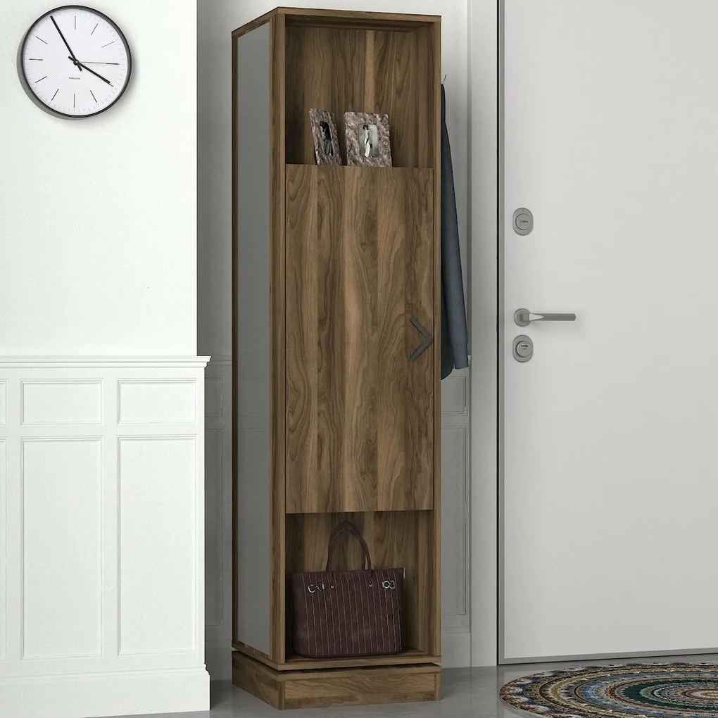 Otočný vešiak so zrkadlom Roll Walnut