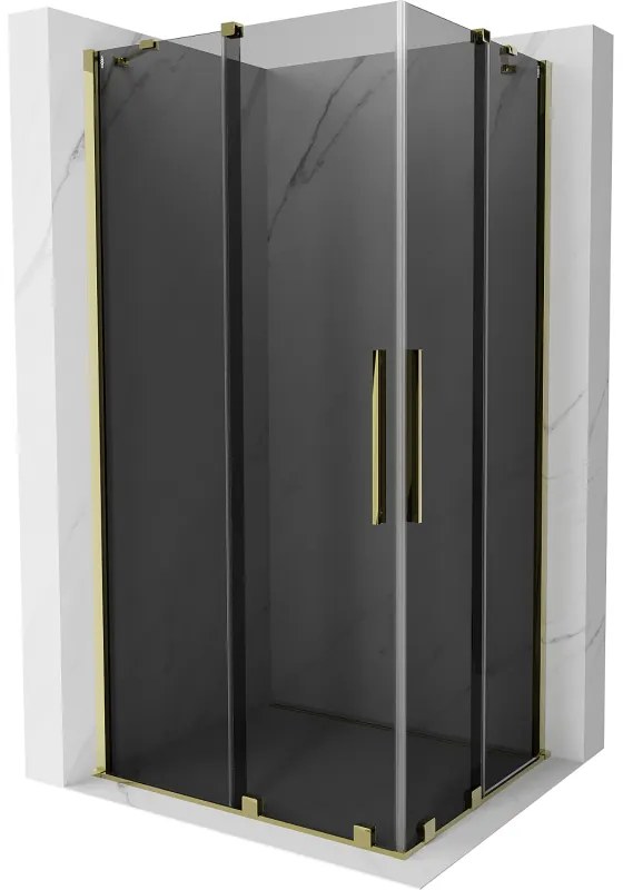 Mexen Velar Duo, sprchový kút s posuvnými dverami 100 x 90 cm, 8mm šedé sklo, zlatá lesklá, 871-100-090-42-50