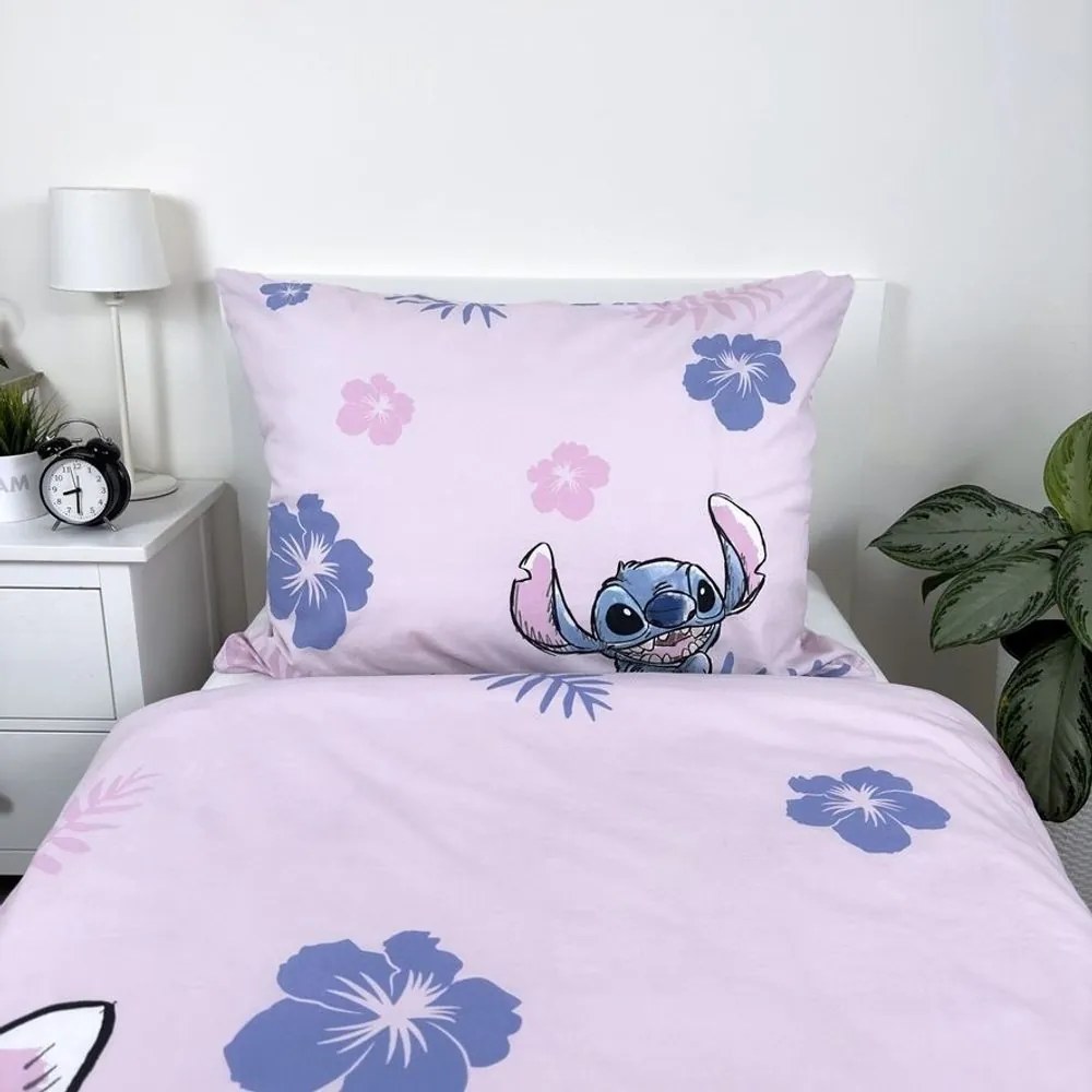 Jerry Fabrics Posteľná bielizeň Lilo a Stitch Pink - Lilo a Stitch - růžová | 140 x 200 cm / 70 x 90 cm