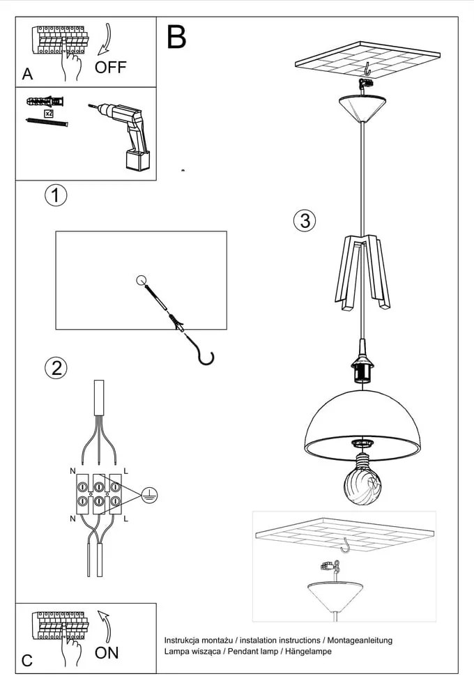 Biele závesné svietidlo Nice Lamps Olla