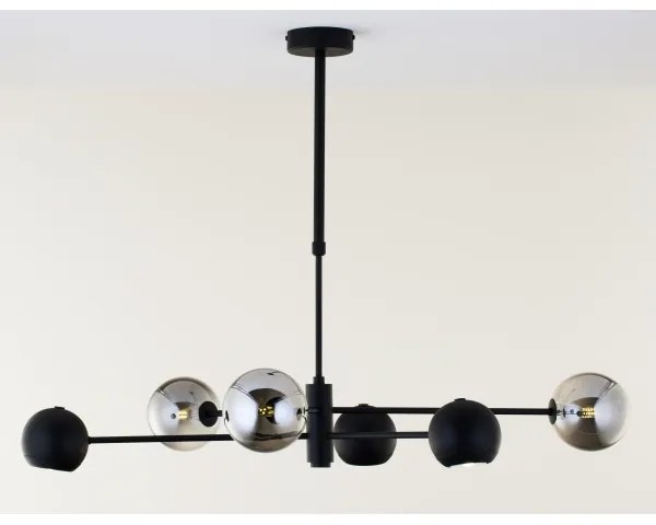 Jupiter 1974 - Luster na tyči MOKA 3xGU10/10W/230V + 3xG9/10W/230V čierna/chróm