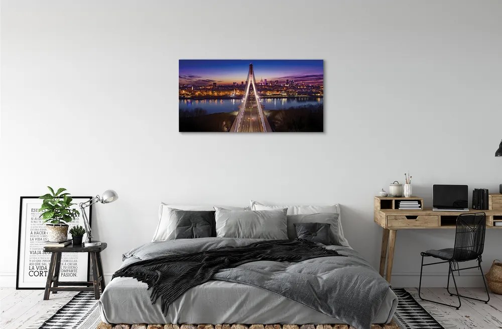 Obraz na plátne Warsaw panorama riečny most 120x60 cm