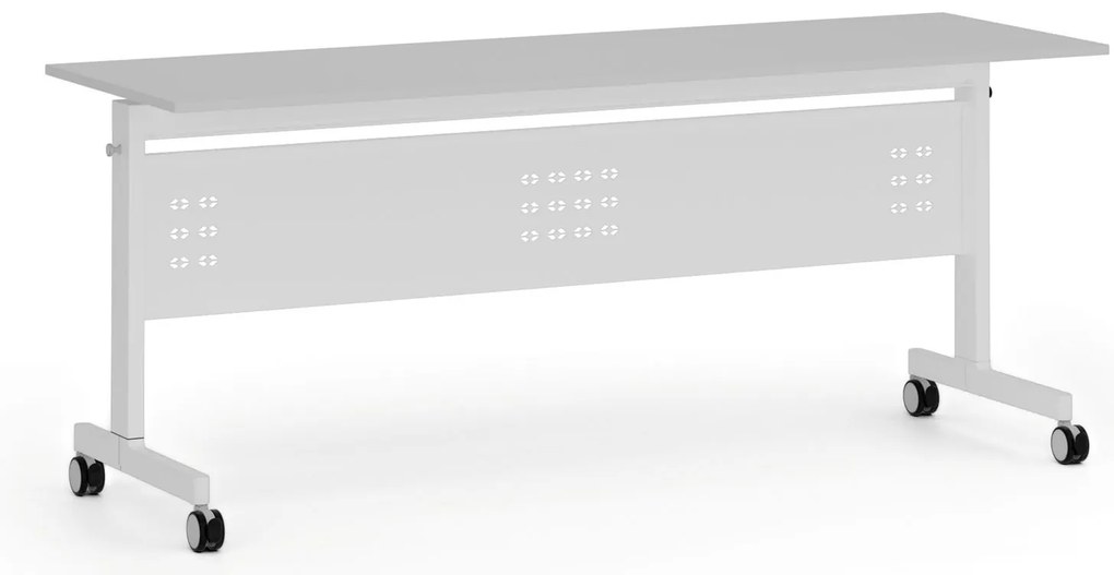 Mobilný stôl PRIMO MOBI, 180x60 cm, biela podnož, sivá