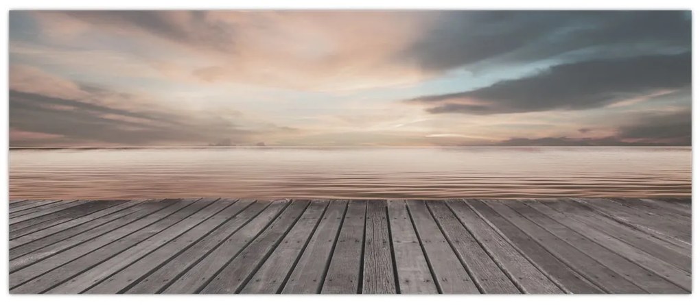 Obraz - Mólo pri západe slnka (120x50 cm)