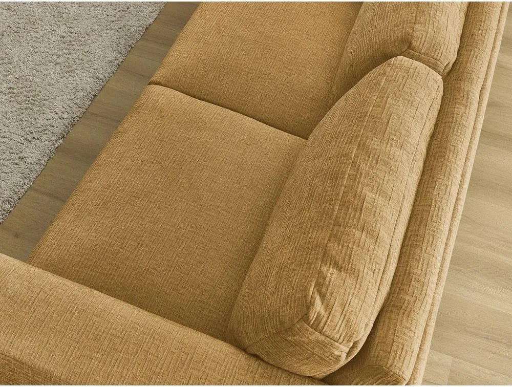 Ženilková pohovka na každodenné spanie/rozkladacia v horčicovej farbe 220 cm Hugo – Bobochic Paris